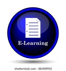 E-learning icon. Internet button on white background. EPS10 vector
