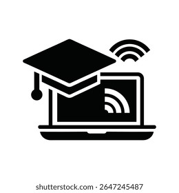 ícone de e-learning com vetor de tela de laptop