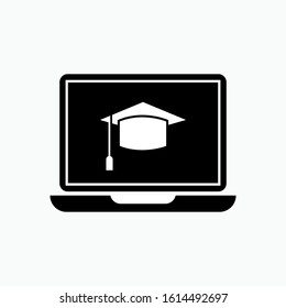 E-Learning Icon. Learn by Technology Illustration As A Simple Vector Sign & Trendy Symbol for Design and Education Websites, Presentation or Apps Element.