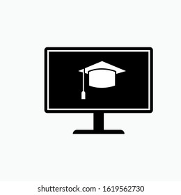 E-Learning Icon. Learn by Technology Illustration As A Simple Vector Sign & Trendy Symbol for Design and Education Websites, Presentation or Apps Element.
