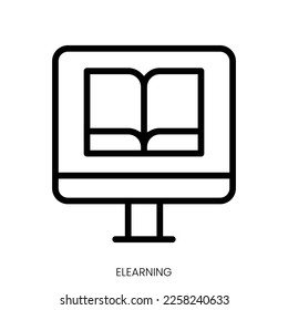 elearning icon. Line Art Style Design Isolated On White Background