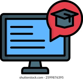 Elearning Icon Lineal Color Vector Illustration