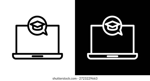 E-learning icon logo concept in strokes