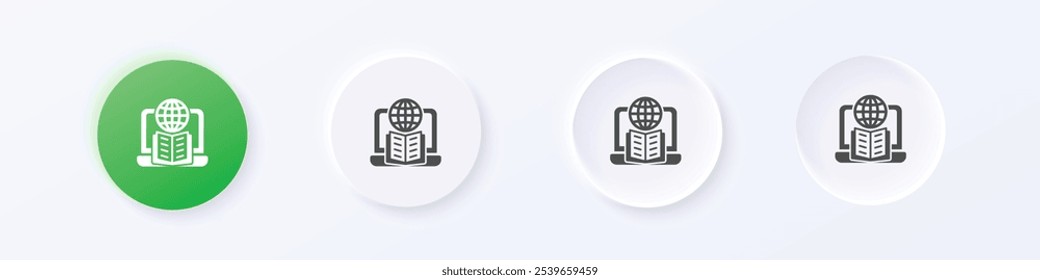 E-learning icon. Neumorphism round style button design vector