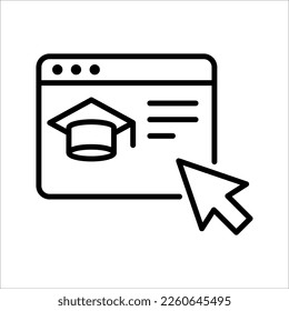 E-learning icon. online graduation icon for web site design and mobile apps. Vector illustration on white background.