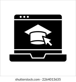 Icono de e-learning. icono de graduación en línea para diseño de sitios web y aplicaciones móviles. Ilustración vectorial sobre fondo blanco.