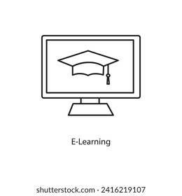 E-Learning icon outline, creative E-Learning icon for logo, liner illustration on white background..eps