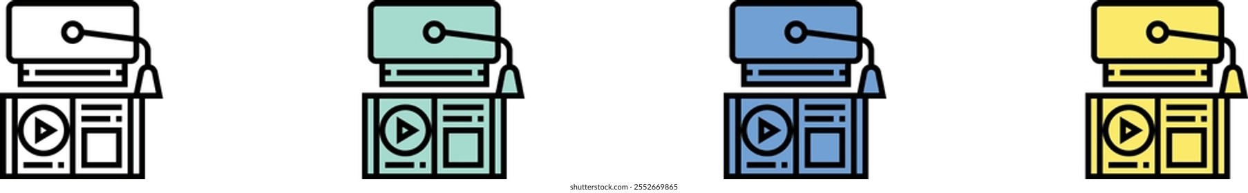 elearning icon. Outline, Green, Blue and Yellow Style Design Isolated On White Background