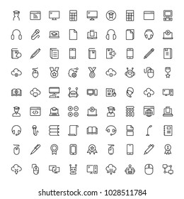 E-learning icon set. Collection of high quality black outline logo for web site design and mobile apps. Vector illustration on a white background.