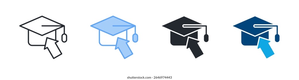 Elearning Icon Set Multiple Style. Designed In Outline, Blue, Glyph, Dual Tone