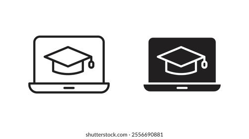 E-learning icon set in Thin line black color.