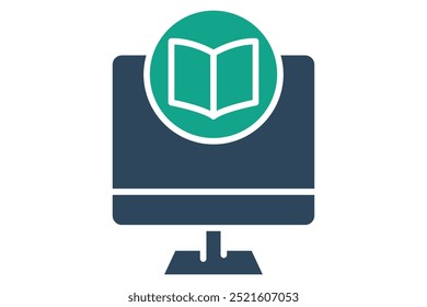 Elearning icon. solid icon style. monitor with open book. icon related to online course. education elements vector illustration