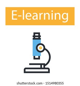 e-learning icon, thin line design. Distance learning specialty. 