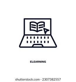 elearning icon. Thin line elearning icon from distance learning collection. Outline vector isolated on white background. Editable elearning symbol can be used web and mobile