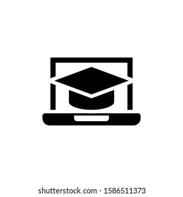 E-learning icon vector in black flat design on white background,