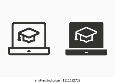 E-learning icon. Vector illustration on a white background.