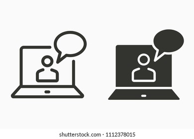E-learning icon. Vector illustration on a white background. Learn, digital, distance, education, online, webinar, ets.
