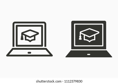 E-learning icon. Vector illustration on a white background. Learn, distance, education, ets.