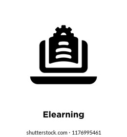 Elearning icon vector isolated on white background, logo concept of Elearning sign on transparent background, filled black symbol