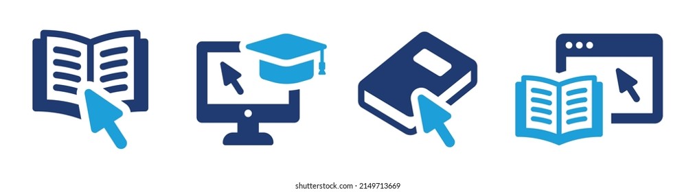 E-learning icon vector. Online study icon set isolated on white background.