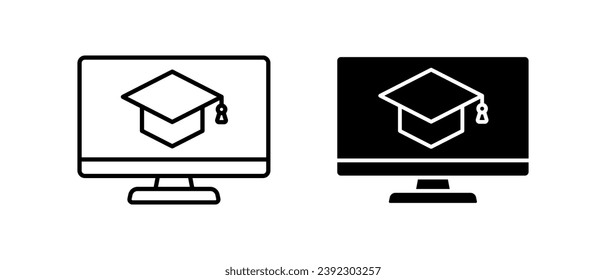 E-learning icon vector set. Computer assisted learning symbol