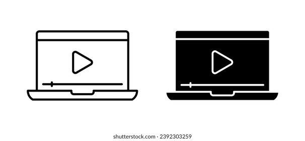 E-learning icon vector set. Playing a tutorial video symbol