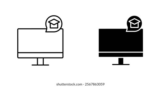 E-learning icons collection in Filled flat and thin line style.