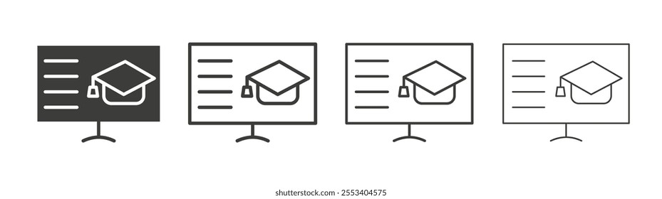 E-learning icons collection. vector set in black color