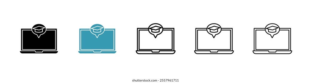 E-learning icons pack in black and blue.