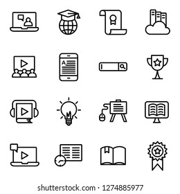 E-learning icons pack. Isolated e-learning symbols collection. Graphic icons element