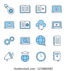 E-learning icons pack. Isolated e-learning symbols collection. Graphic icons element