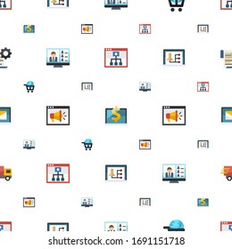 El patrón de iconos de e-learning es transparente. Incluido el aprendizaje móvil plano editable, la formación por ordenador, eLearning, seminarios web, iconos de formación en vídeo. Iconos de e-learning para web y móvil.