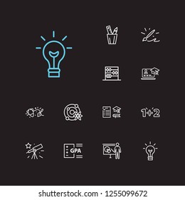 Elearning icons set. Archaeology and elearning icons with online education, math and abak. Set of orbit for web app logo UI design.