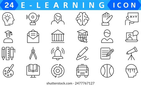 E-learning icons set. Collection of simple editable icons for web design, app, and more.