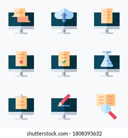 Elearning icons set color with white background - vector