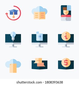 Elearning icons set color with white background - vector