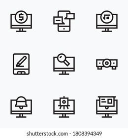 Elearning icons set line with white background - vector