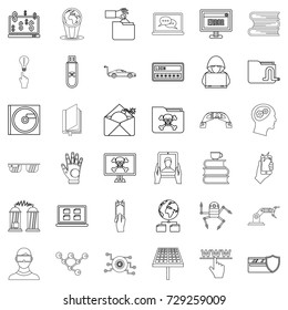 Elearning icons set. Outline style of 36 elearning vector icons for web isolated on white background
