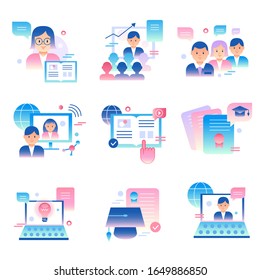 E-learning icons. Smooth color set.