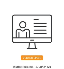E-Learning-Symbole. Sammlung von Symbolelementen für dünne Linien.