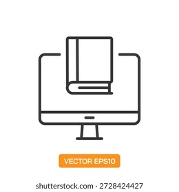 E-Learning-Symbole. Sammlung von Symbolelementen für dünne Linien.