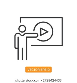 E-Learning-Symbole. Sammlung von Symbolelementen für dünne Linien.