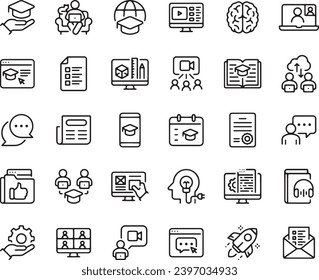 E-LEARNING ICONS VECTOR DESIGN LINE