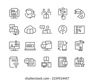 E-Learning Icons - Vector Line. Editable Stroke. 