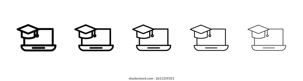 E-learning icons vector set in different stroke line style