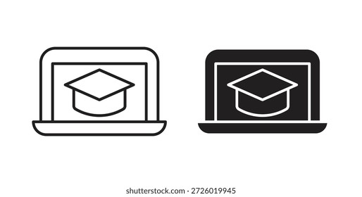 E-Learning-Icons, Vektorsymbol mit editierbarem Strich und flachen Versionen