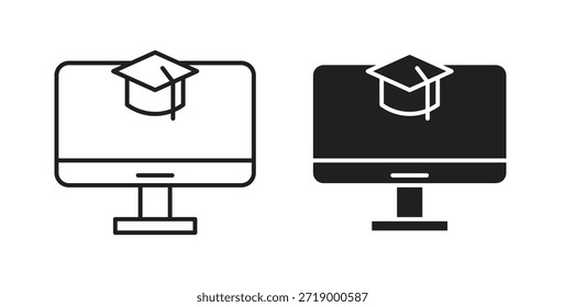 Ícones de e-learning, símbolos vetoriais. sinal plano preenchido