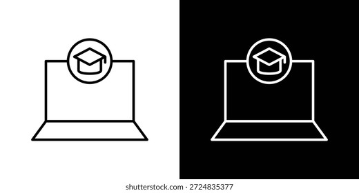 E-Learning-Symbole, Vektor.Bearbeitbarer Strich.lineares Stilzeichen