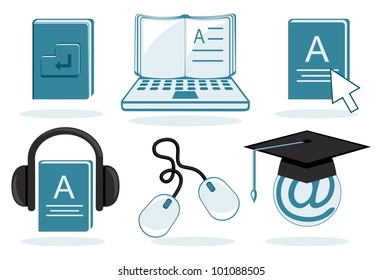 e-learning icons without gradients