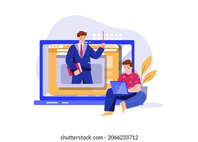 E-learning Illustration concept. Flat illustration isolated on white background.